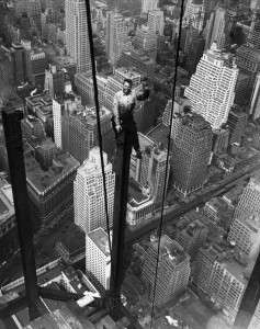 Construction Worker Waves from Empire State Construction