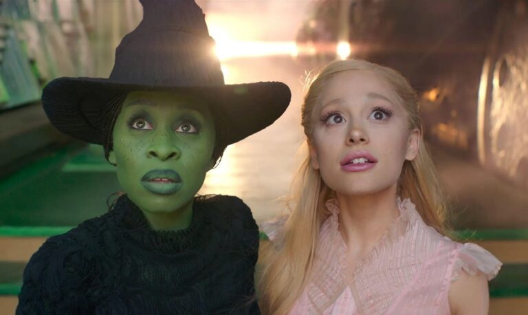 Cynthia Erivo as Elphaba and Ariana Grande as Galinda